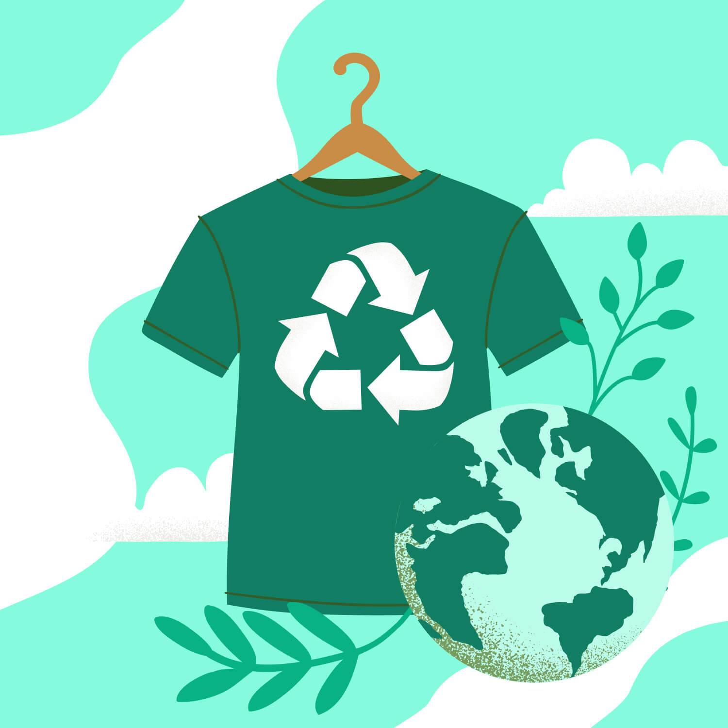 Image of earth t shirt representing textile sustainability