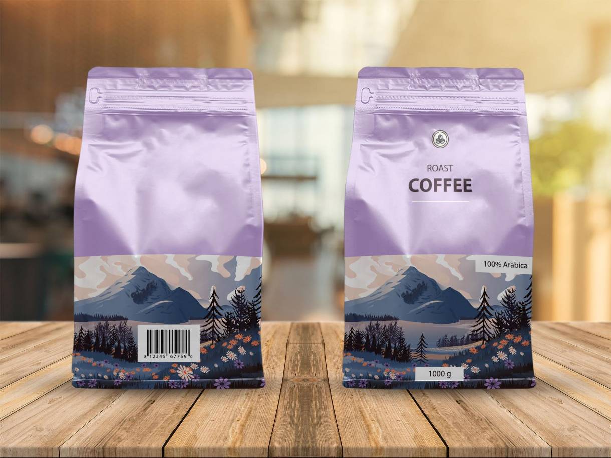 Packaged bags of coffee