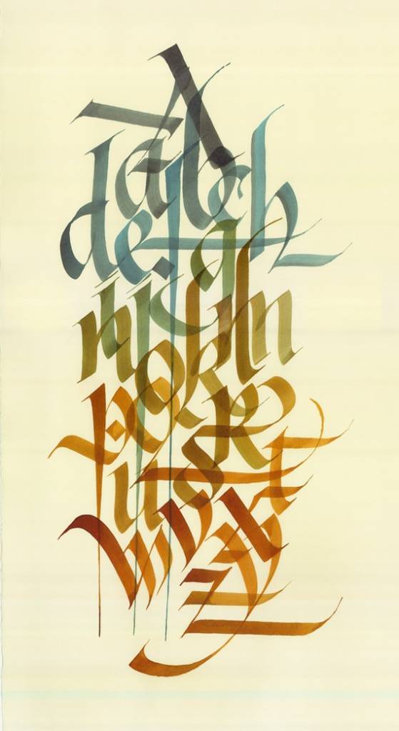 Alphabet color blocked calligraphy