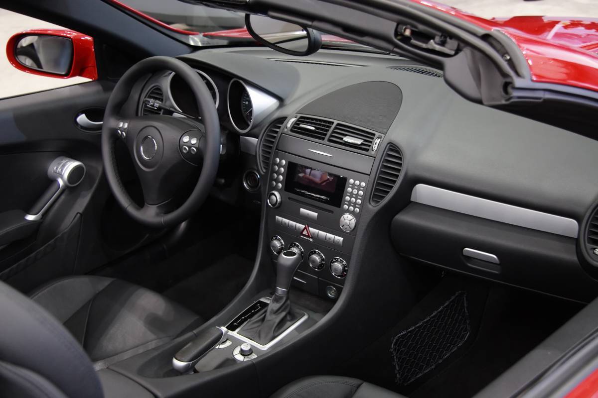 Interior of red convertible