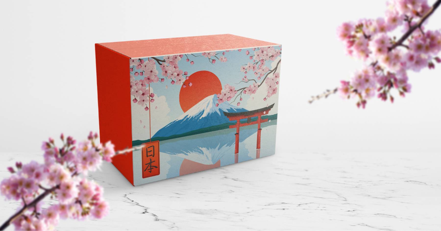 Box printed with Japanese motif