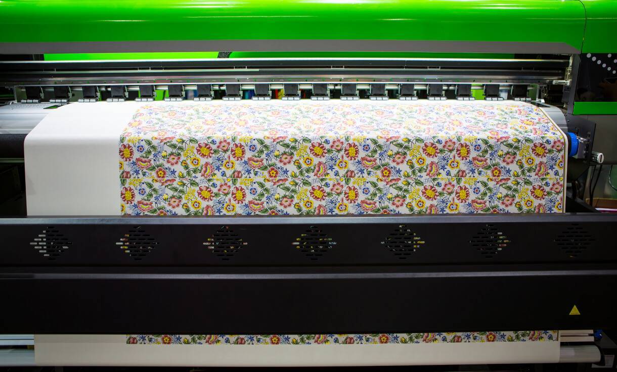 Image of digital textile printing of floral pattern