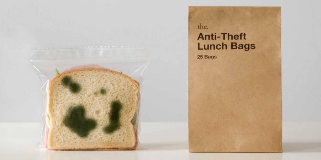 anti-theft lunch bags that look like they have mold on them