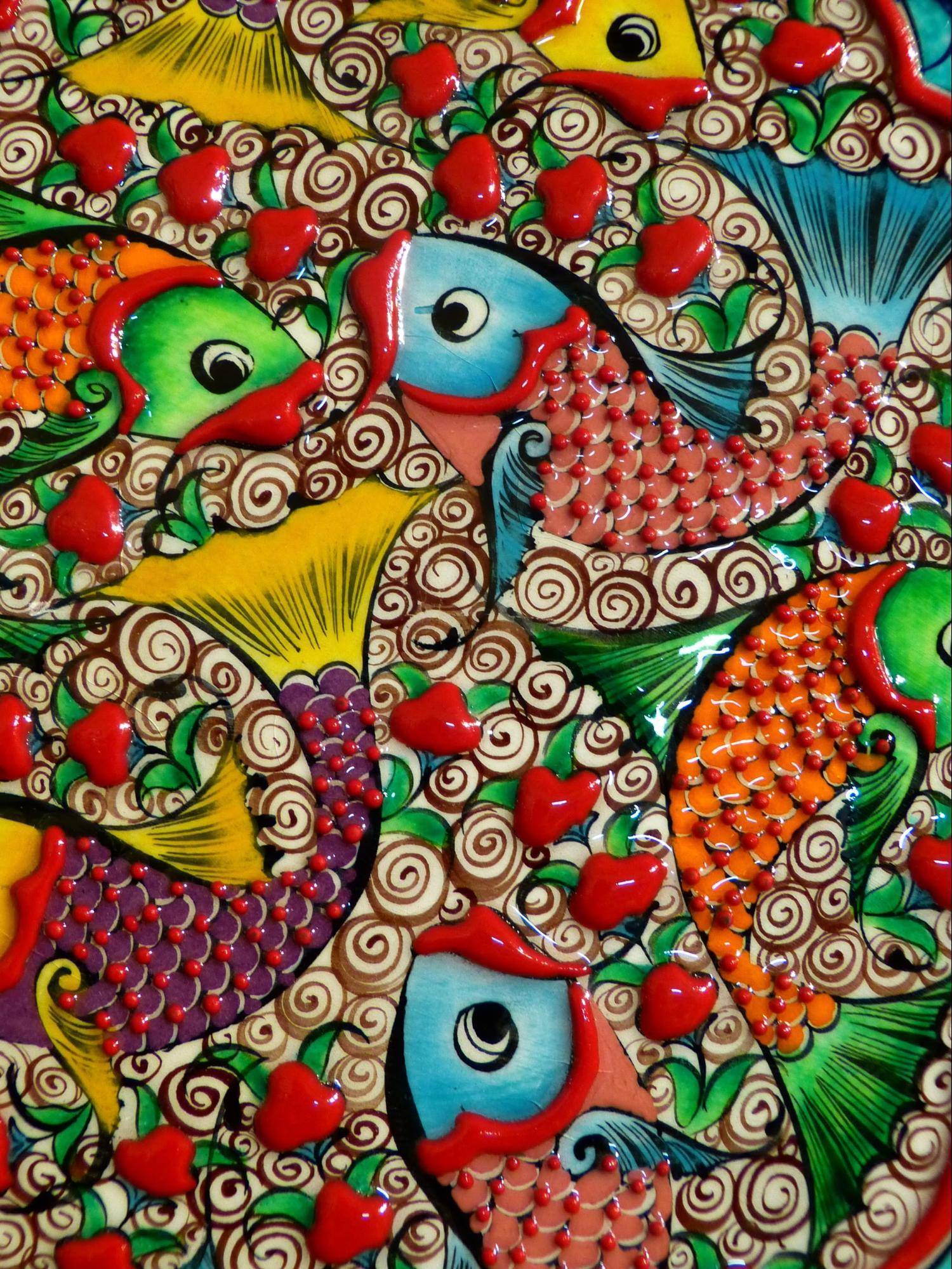 embossed looking design of koi fish