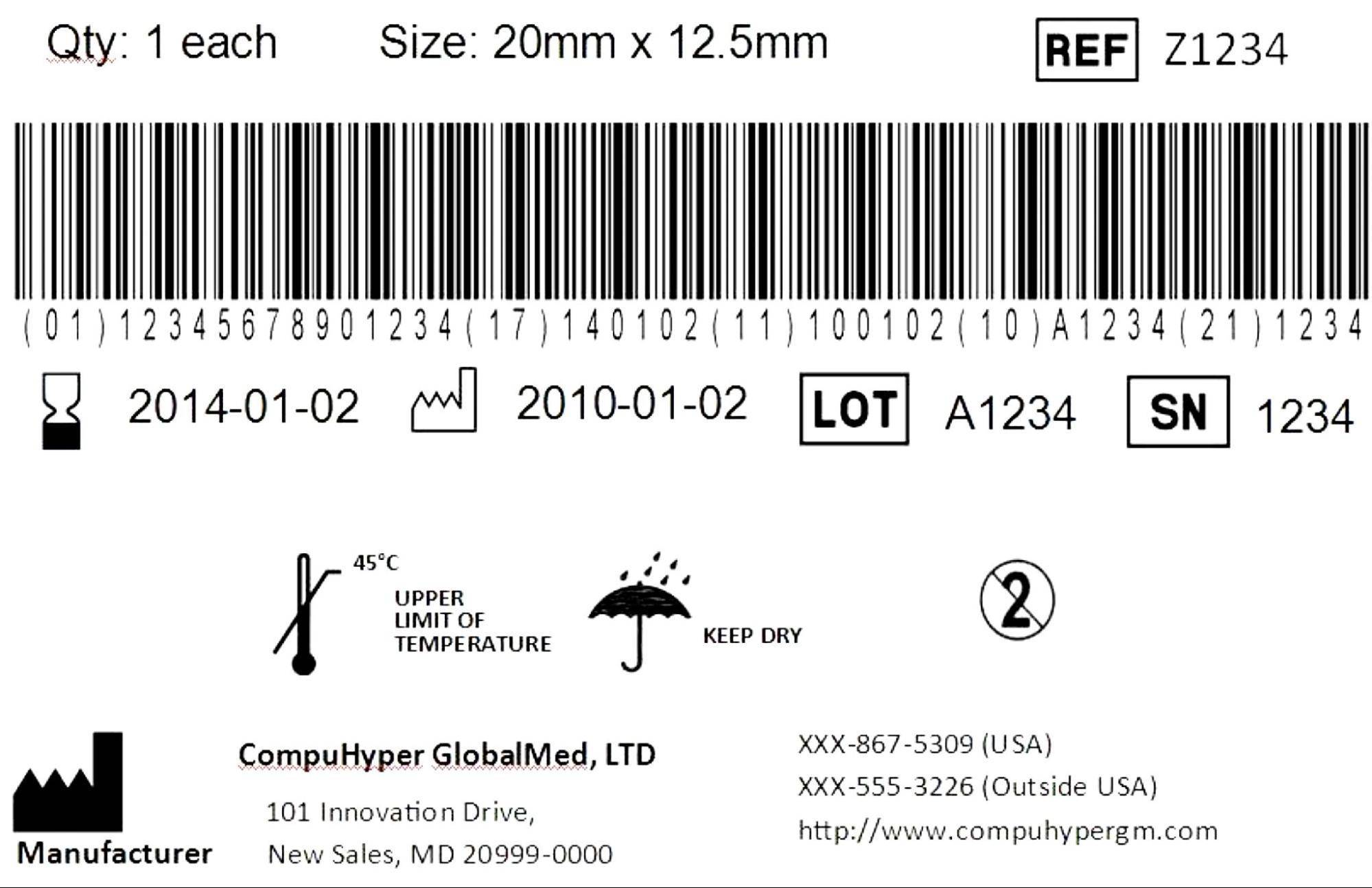 Label showing udi coding for medical products