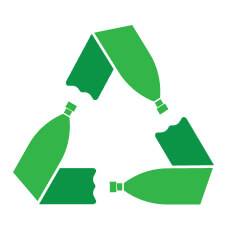recycle icon created using shapes of plastic bottles