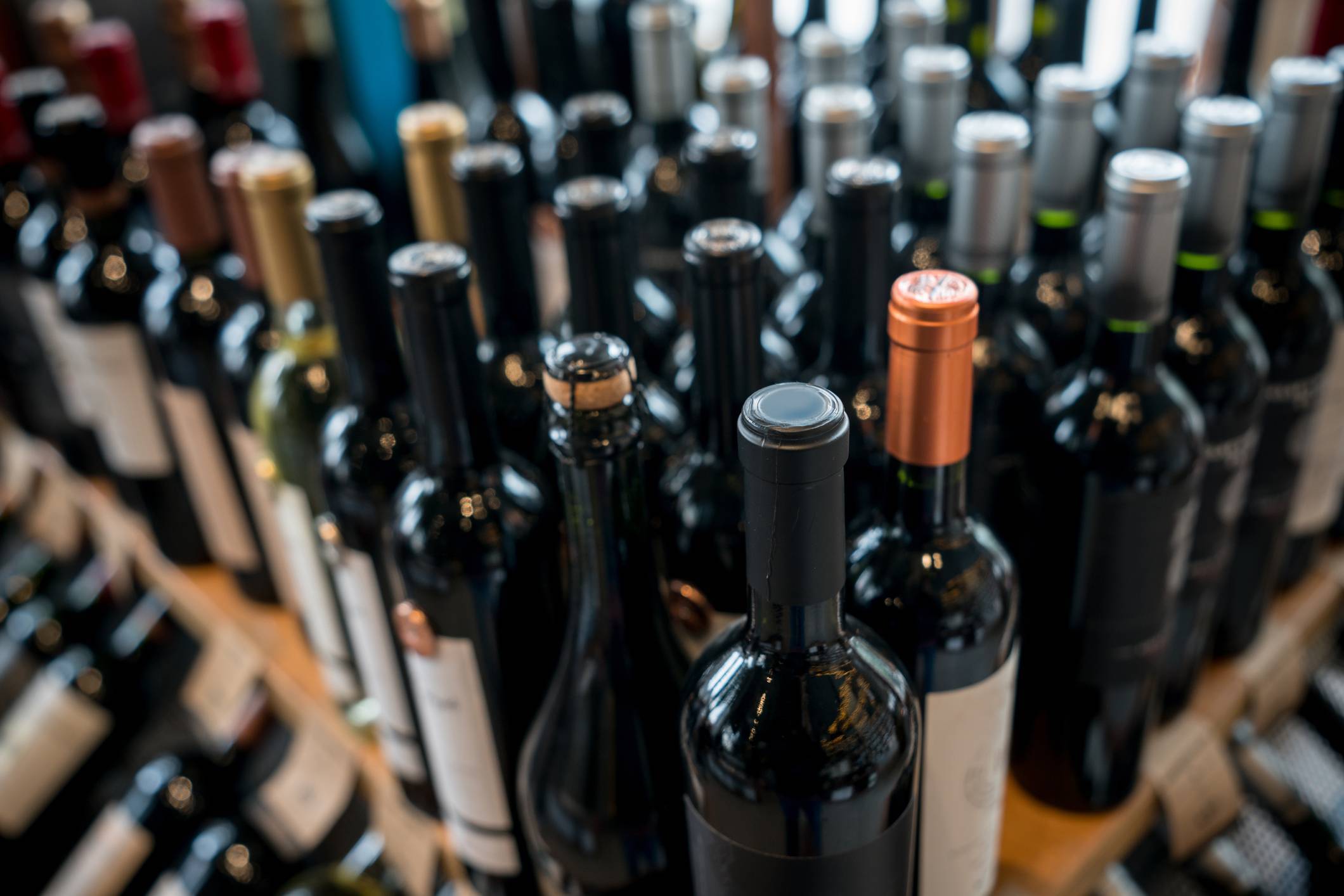 selection of wine bottles on display