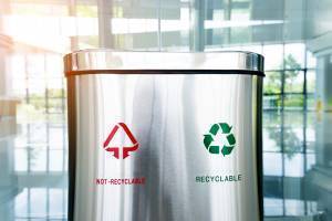 printed stainless steel garbage and recycling containers