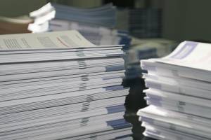 stack of printed documents