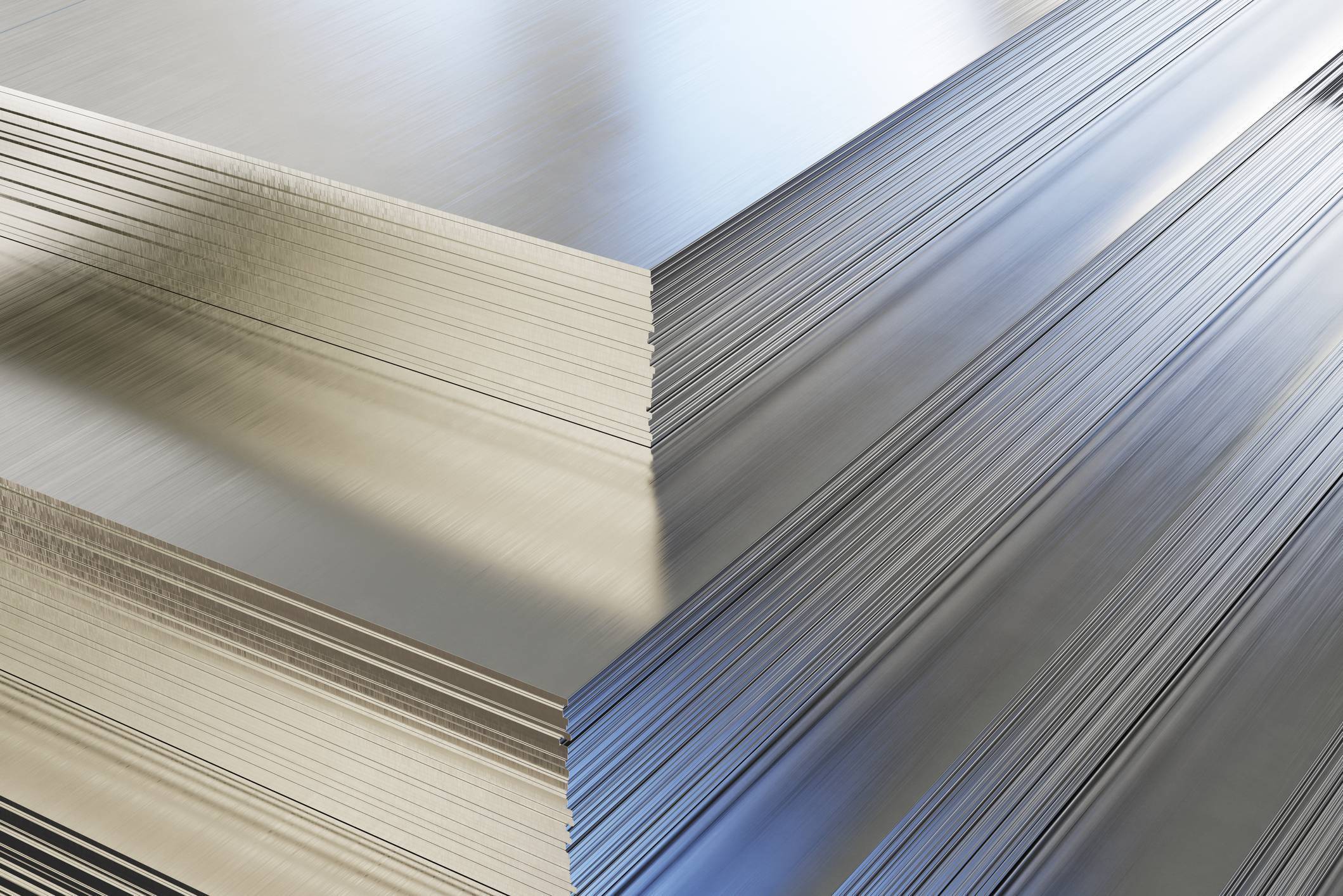 stacks of aluminum sheets