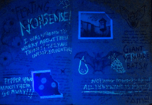 A message written in fluorescent ink.