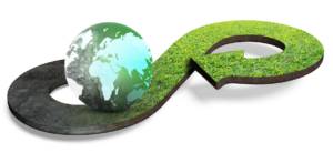 earth on infinite icon representing circular economy