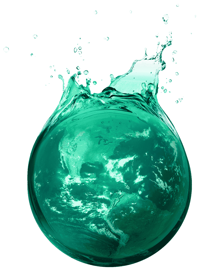 Water droplet splash with the Earth inside