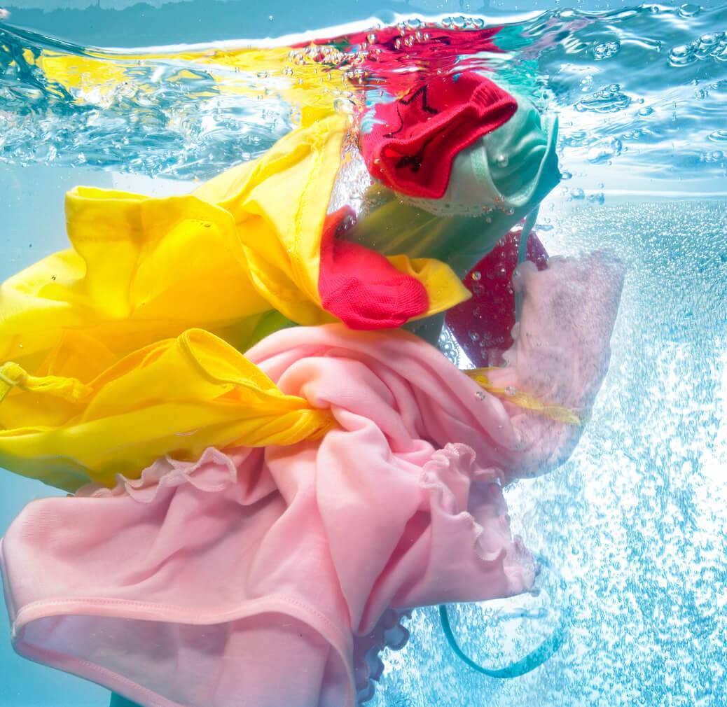 colorful textiles in water