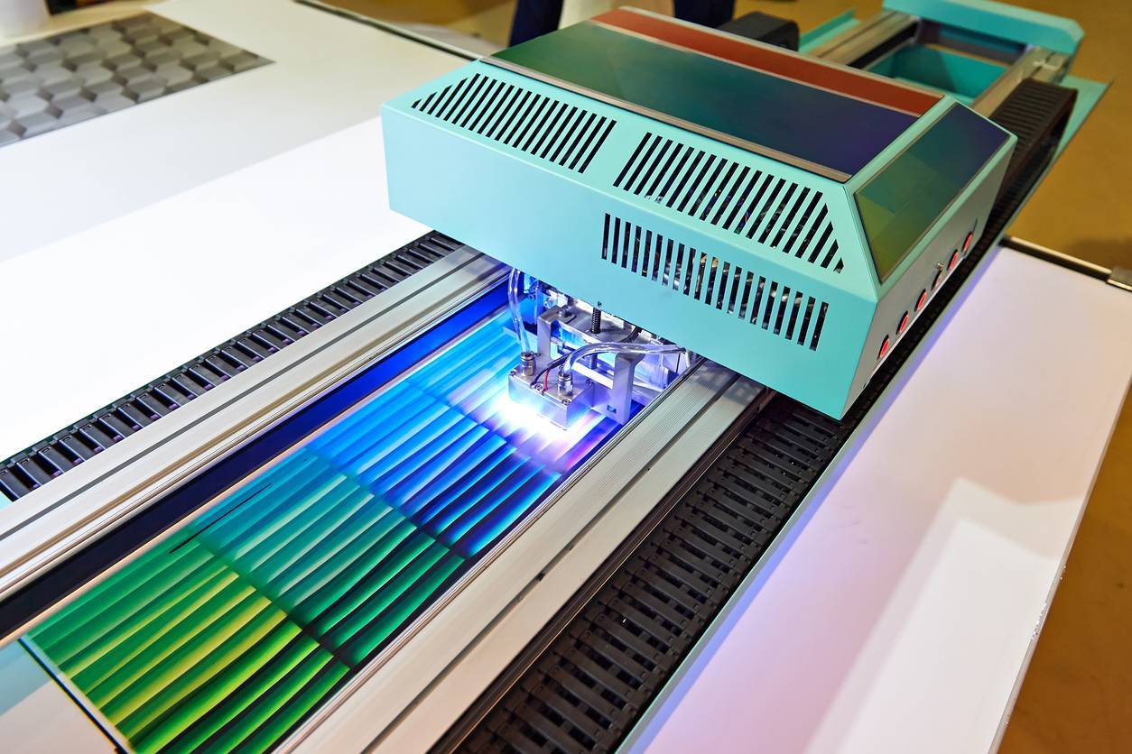 a wide format UV curing inkjet printer